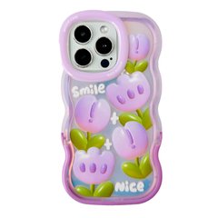 Чехол Волнистый с подставкой для iPhone 12 PRO MAX Tulips smile nice купить