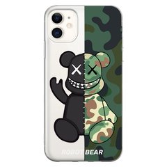 Чохол прозорий Print Robot Bear для iPhone 11 Green купити