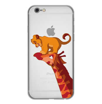 Чохол прозорий Print Lion King для iPhone 6 Plus | 6s Plus Giraffe/Simba - ash-mobile.com.ua - фото 1