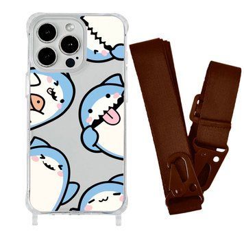 Чохол прозорий з ремінцем Print Shark для iPhone X | XS Shark More/Brown - ash-mobile.com.ua - фото 1