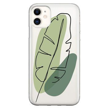 Чехол прозрачный Print Leaves для iPhone 11 Green - ash-mobile.com.ua - фото 1