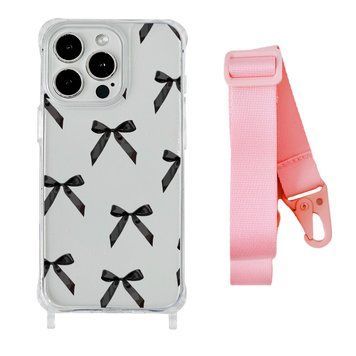 Чохол прозорий з ремінцем Print Mood swings для iPhone X | XS Bow Black/Pink - ash-mobile.com.ua - фото 1