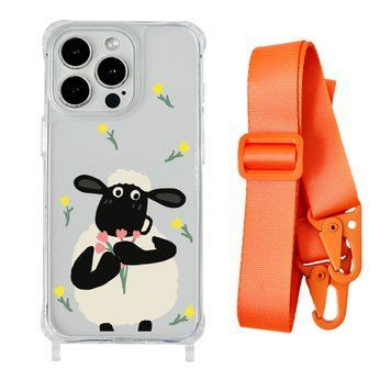 Чохол прозорий з ремінцем Print Happy Nice для iPhone 7 Plus | 8 Plus Sheep/Orange - ash-mobile.com.ua - фото 1