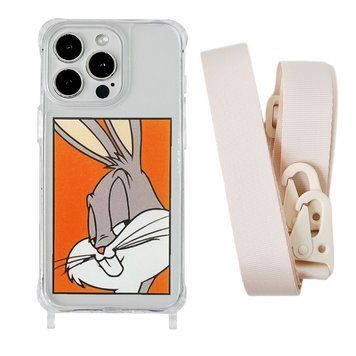 Чехол прозрачный с ремешком Print Кролик для iPhone 11 PRO Кролик/Antique White - ash-mobile.com.ua - фото 1