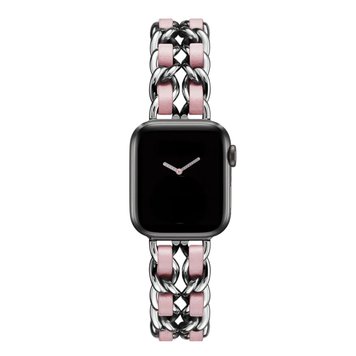 Ремінець Chanel Leather для Apple Watch 38mm | 40mm | 41mm Silver/Pink - ash-mobile.com.ua - фото 1