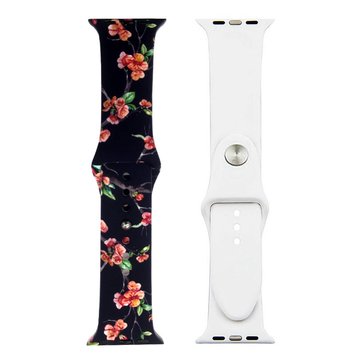 Ремешок Picture для Apple Watch 38mm | 40mm | 41mm Flowers Black - ash-mobile.com.ua - фото 1