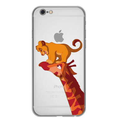 Чехол прозрачный Print Lion King для iPhone 6 Plus | 6s Plus Giraffe/Simba купить