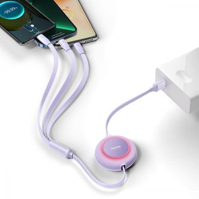 Кабель Baseus Bright Mirror 2 Series 3 in 1 USB (Micro-USB+Lightning+Type-C) 66W (1.1m) Purple купити