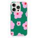 Чехол прозрачный Print Flower Color with MagSafe для iPhone 14 PRO Flower Green - ash-mobile.com.ua - фото 1