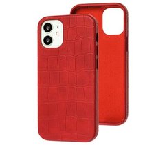 Чехол Leather Crocodile Case для iPhone 12 MINI Red купить