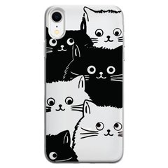 Чехол прозрачный Print Animals для iPhone XR Cats Black/White купить