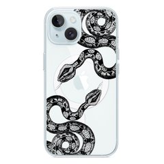 Чехол прозрачный Print Snake with MagSafe для iPhone 15 Python