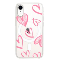 Чохол прозорий Print Love Kiss with MagSafe для iPhone XR Heart Pink купити