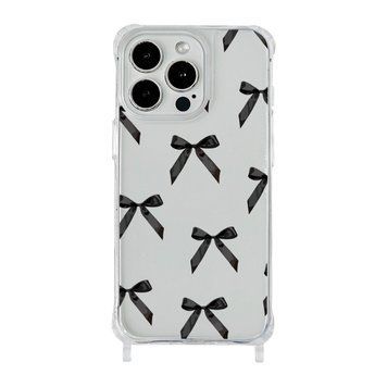 Чохол прозорий з ремінцем Print Mood swings для iPhone 16 PRO Bow Black - ash-mobile.com.ua - фото 1