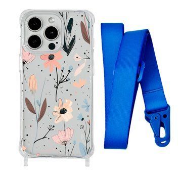 Чохол прозорий з ремінцем Print Flower для iPhone 13 PRO MAX Floral Dream/Blue - ash-mobile.com.ua - фото 1
