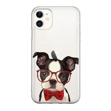 Чохол прозорий Print Dogs для iPhone 12 MINI Glasses Bulldog Red - ash-mobile.com.ua - фото 1