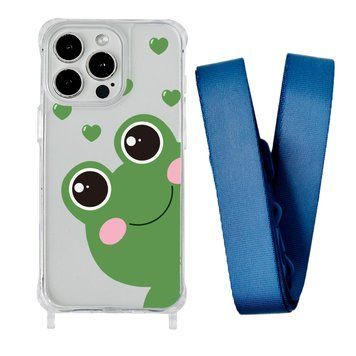 Чохол прозорий з ремінцем Print Happy Nice для iPhone 14 PRO Frog/Blue Cobalt - ash-mobile.com.ua - фото 1