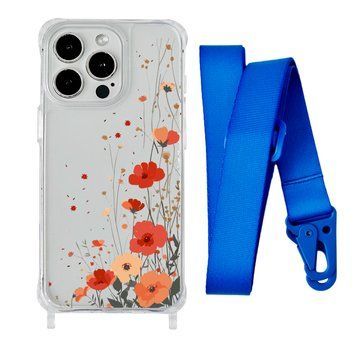 Чохол прозорий з ремінцем Print Flower для iPhone 11 PRO Autumn Blossom/Blue - ash-mobile.com.ua - фото 1