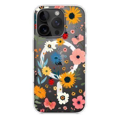 Чехол прозрачный Print Flower with MagSafe для iPhone 16e | 17e Sunflower - ash-mobile.com.ua - фото 3