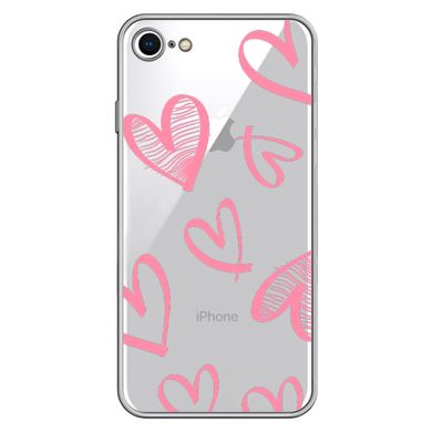 Чехол прозрачный Print Love Kiss для iPhone 7 | 8 | SE 2 | SE 3 Heart Pink купить