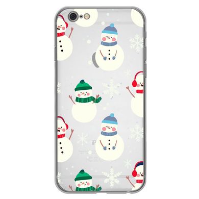 Чехол прозрачный Print NEW YEAR для iPhone 6 | 6s Snowmen - ash-mobile.com.ua - фото 1