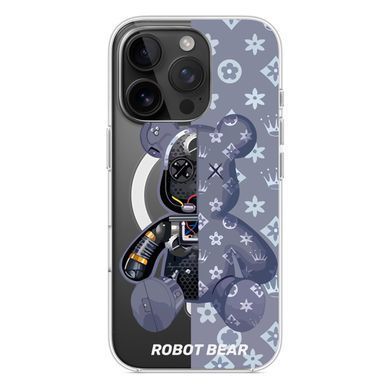 Чохол прозорий Print Robot Bear with MagSafe для iPhone 16e | 17e Lavender Grey - ash-mobile.com.ua - фото 3