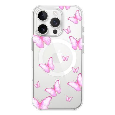Чехол прозрачный Print Butterfly with MagSafe для iPhone 17 PRO Light Pink