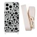 Чехол прозрачный с ремешком Print Flower для iPhone 14 PRO Floral Black/Antique White