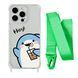 Чехол прозрачный с ремешком Print Shark для iPhone 15 Shark Cocktail/Lime Green
