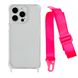 Чехол прозрачный с ремешком для iPhone 15 Plus Hot Pink