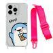 Чехол прозрачный с ремешком Print Shark для iPhone 11 PRO Shark Cocktail/Hot Pink