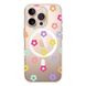 Чехол прозрачный Print Flower Color with MagSafe для iPhone 16 PRO Flower rainbow