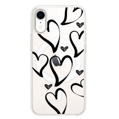 Чохол прозорий Print Love Kiss with MagSafe для iPhone XR Heart Black купити