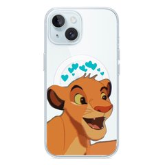 Чехол прозрачный Print Lion King with MagSafe для iPhone 15 Simba Love Blue