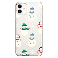 Чехол прозрачный Print NEW YEAR для iPhone 12 MINI Snowmen купить