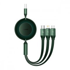 Кабель Baseus Bright Mirror 2 Series 3 in 1 USB (Micro-USB+Lightning+Type-C) 66W (1.1m) Green купити