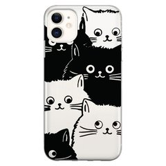 Чехол прозрачный Print Animals для iPhone 11 Cats Black/White купить