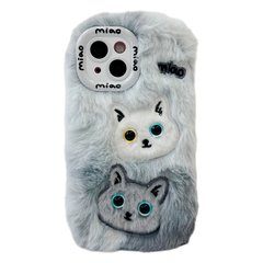 Чохол Fluffy Cute Case для iPhone 13 Cat Grey/White