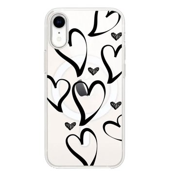 Чохол прозорий Print Love Kiss with MagSafe для iPhone XR Heart Black - ash-mobile.com.ua - фото 1