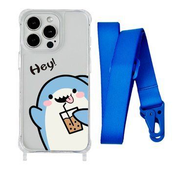 Чехол прозрачный с ремешком Print Shark для iPhone 11 PRO Shark Cocktail/Blue - ash-mobile.com.ua - фото 1
