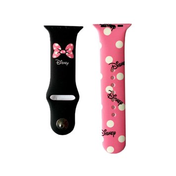 Ремешок Cartoon heroes для Apple Watch 38mm | 40mm | 41mm Мышка Black-Pink - ash-mobile.com.ua - фото 1