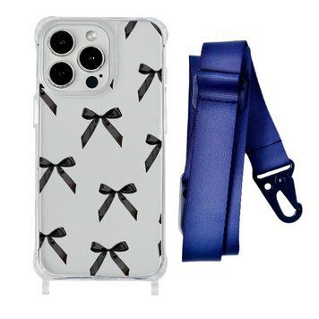 Чохол прозорий з ремінцем Print Mood swings для iPhone X | XS Bow Black/Midnight Blue - ash-mobile.com.ua - фото 1