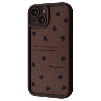 Чехол Pretty Case для iPhone 15 Hearts Brown - ash-mobile.com.ua - фото 1