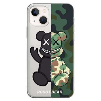 Чехол прозрачный Print Robot Bear для iPhone 14 Plus Green - ash-mobile.com.ua - фото 1