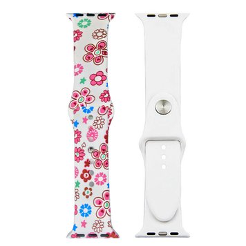 Ремешок Picture для Apple Watch 38mm | 40mm | 41mm Flowers White - ash-mobile.com.ua - фото 1