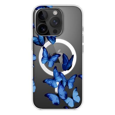 Чехол прозрачный Print Butterfly with MagSafe для iPhone 17 PRO Butterfly Blue