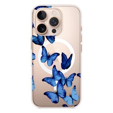 Чехол прозрачный Print Butterfly with MagSafe для iPhone 17 PRO Butterfly Blue