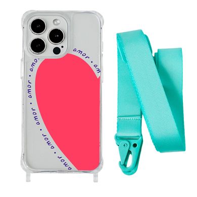 Чохол прозорий з ремінцем Print Mood swings для iPhone 15 Plus Heart Amor/Spearmint - ash-mobile.com.ua - фото 1