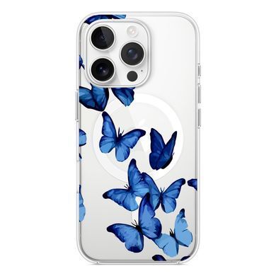 Чехол прозрачный Print Butterfly with MagSafe для iPhone 17 PRO Butterfly Blue