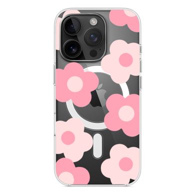 Чехол прозрачный Print Flower Color with MagSafe для iPhone 16 PRO MAX Pink - ash-mobile.com.ua - фото 3